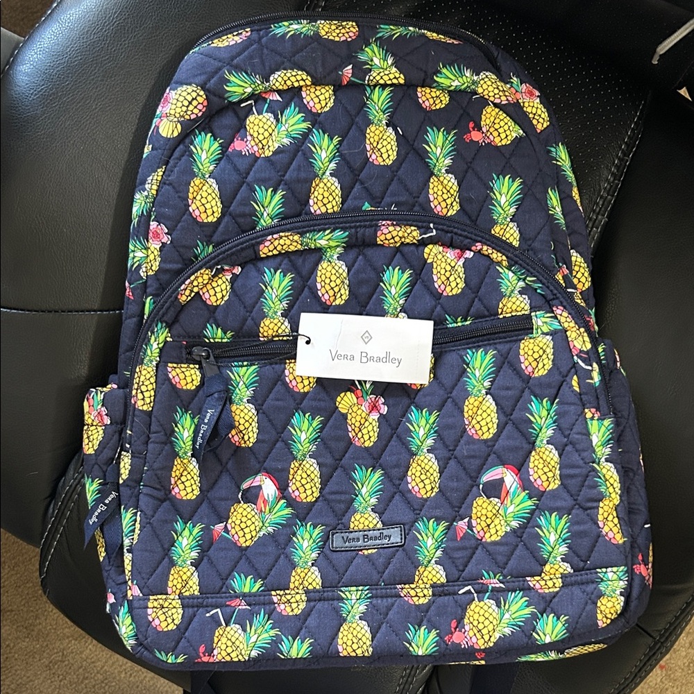 Vera Bradley Navy Pineapple Quilted Backpack